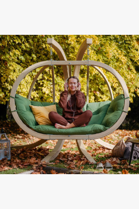 Massiver Holzschaukelstuhl Grün aus Fichtenholz für Garten